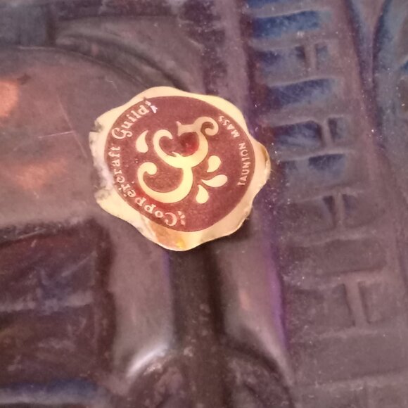 Vintage COPPERCRAFT GUILD copper fireplace wall hanging plate measures ~10.5" - Picture 3 of 3